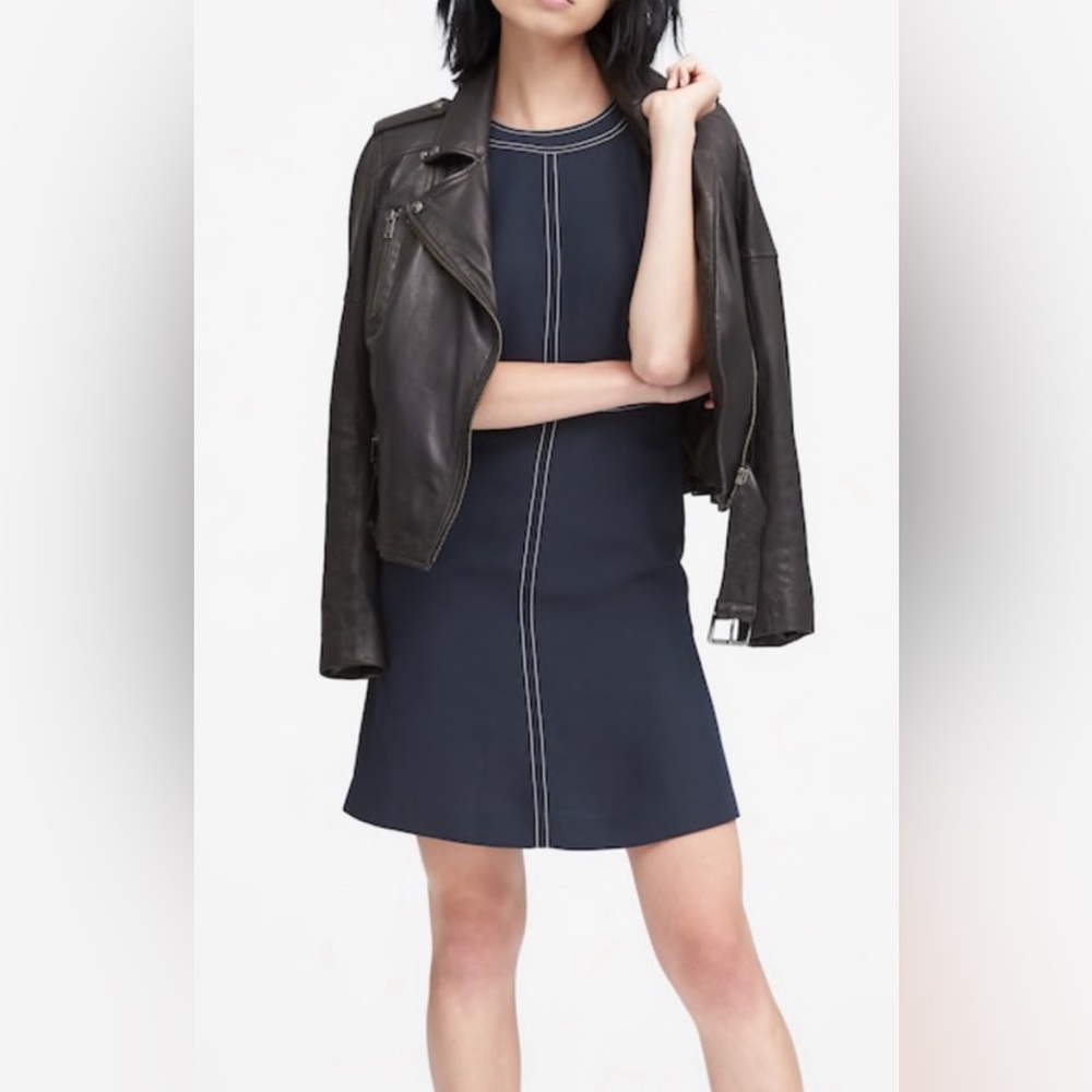 Banana Republic navy paneled fit and flair dress - Size 4